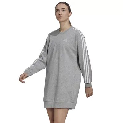 adidas Women's adidas Essentials 3-Stripes Sweatshirt Dress, Size: Small, Med Grey