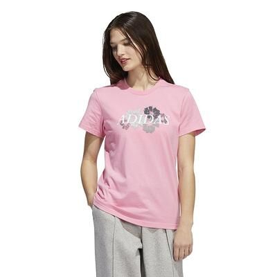 adidas Women's adidas Floral Linear Graphic T-Shirt, Size: Large, Light Pink