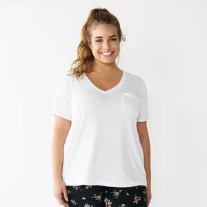 SO Juniors' Plus Size SO Relaxed Pocket Tee, Girl's, Size: 3XL, White