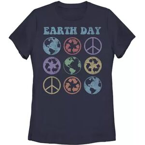 Unbranded Juniors' Earth Day Peace Earth Recycle Icons Tee, Girl's, Size: Medium, Blue