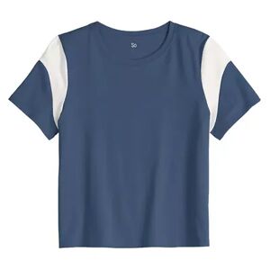SO Girls 6-20 SO Favorite Colorblock Boxy Tee in Regular & Plus Size, Girl's, Size: Large (10/12), Med Blue