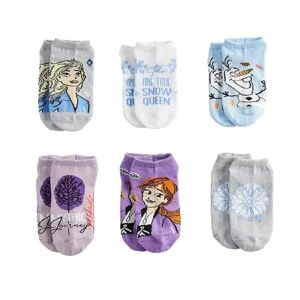 Licensed Character Disney's Frozen 2 Girls 6-Pack No-Show Socks, Girl's, Size: 6-8 1/2, Grey