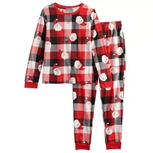 Jammies For Your Families Girls 4-16 Jammies For Your Families Santa Coming Soon Plaid & Santas Pajama Set, Girl's, Size: XS (6/6X), Med Red