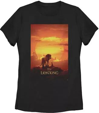 Licensed Character Juniors' Disney's The Lion King Pride Rock Mufasa Simba Movie Poster Tee Shirt, Girl's, Size: XL, Black