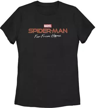 Licensed Character Juniors' Marvel Spider-Man Far From Home Movie Logo Tee Shirt, Girl's, Size: Small, Black