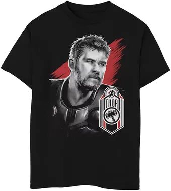 Licensed Character Boys 8-20 Marvel Avengers Endgame Thor Tag Portrait Graphic Tee, Boy's, Size: XS, Black