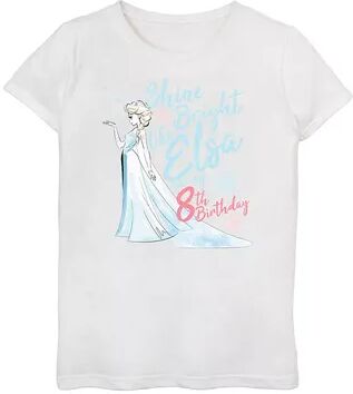 Licensed Character Disney's Frozen 2 Elsa Girls 6-16 Shine Bright On My 8th Birthday Top, Girl's, Size: Large, White