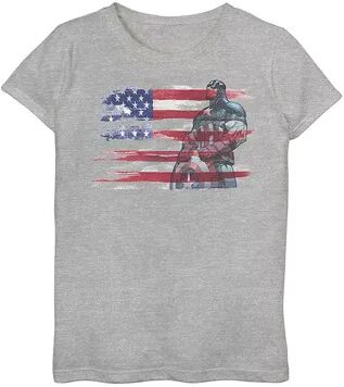 Marvel Girls 7-16 Marvel Captain America Stand to Honor Tee, Girl's, Size: Medium, Grey