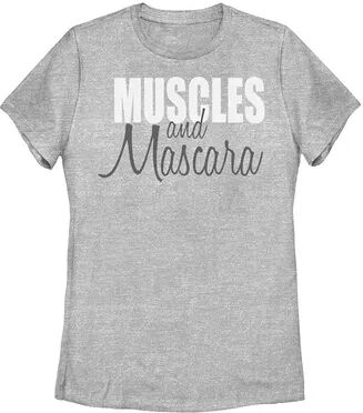 Unbranded Juniors' Muscles And Mascara Graphic Tee, Girl's, Size: XXL, Grey