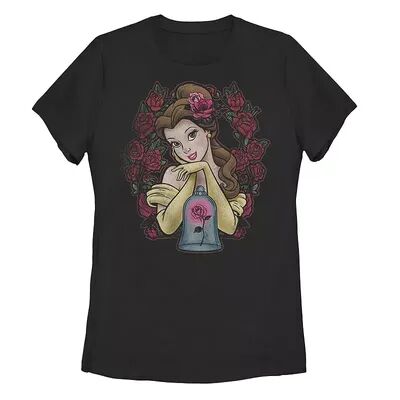 Disney Juniors' Disney Beauty And The Beast Belle Roses Tee, Girl's, Size: Large, Black