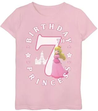 Licensed Character Girls 7-16 Nintendo Super Mario Princess Peach 7th Birthday Princess Portrait Graphic Tee, Girl's, Size: Medium, Pink