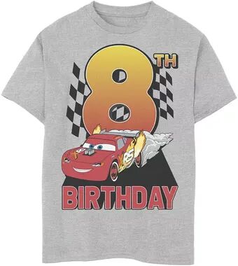 Disney / Pixar Cars Boys 8-20 Lightning McQueen 8th Birthday Peel Out Graphic Tee, Boy's, Size: Medium, Med Grey