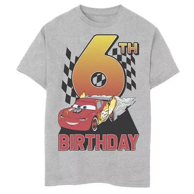 Disney / Pixar Cars Boys 8-20 Lightning McQueen 6th Birthday Peel Out Graphic Tee, Boy's, Size: XL, Med Grey