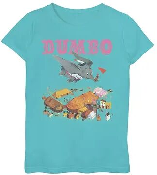 Disney s Dumbo Girls 7-16 Vintage Story Book Style Flying Portrait Graphic Tee, Girl's, Size: Medium, Blue