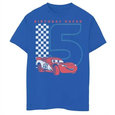 Disney / Pixar Cars Boys 8-20 5th Birthday Racer McQueen Graphic Tee, Boy's, Size: Medium, Med Blue