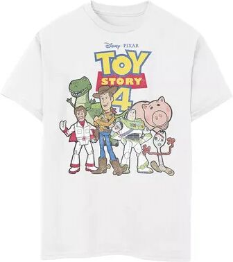 Disney / Pixar Toy Story 4 Boys 8-20 New Group Shot Movie Logo Poster Graphic Tee, Boy's, Size: Large, White