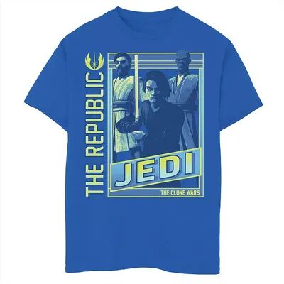Star Wars Boys 8-20 Star Wars: The Clone Wars The Republic Jedi Poster Graphic Tee, Boy's, Size: Small, Med Blue
