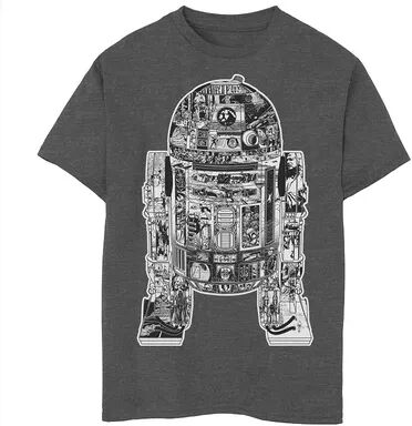 Star Wars Boys 8-20 Star Wars R2-D2 Black And White Comic Book Fill Graphic Tee, Boy's, Size: Large, Dark Grey