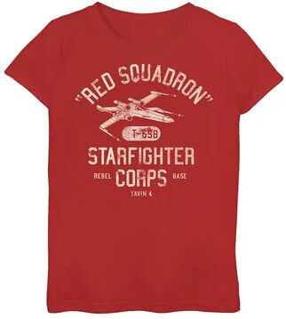 Star Wars Girls 7-16 Star Wars Rebel X-Wing Starfighter Corps Collegiate Graphic Tee, Girl's, Size: Medium, Red