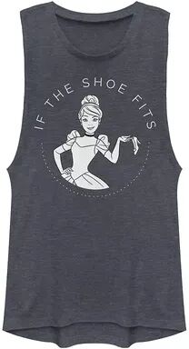 Licensed Character Disney's Cinderella Juniors' If the Shoe Fits Muscle Tank, Girl's, Size: Large, Blue