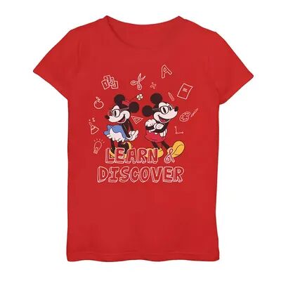 Disney s Mickey Mouse & Minnie Mouse Girls 7-16 Learn And Discover Graphic Tee, Girl's, Size: Large, Red