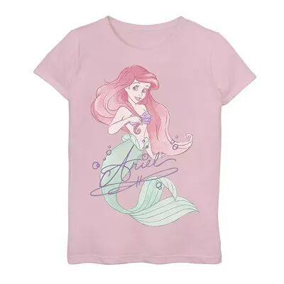 Disney s The Little Mermaid Girls 7-16 Ariel Signed Portrait Graphic Tee, Girl's, Size: Large, Pink
