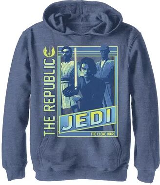 Star Wars Boys 8-20 Star Wars: The Clone Wars The Republic Jedi Poster Graphic Fleece Hoodie, Boy's, Size: Large, Blue