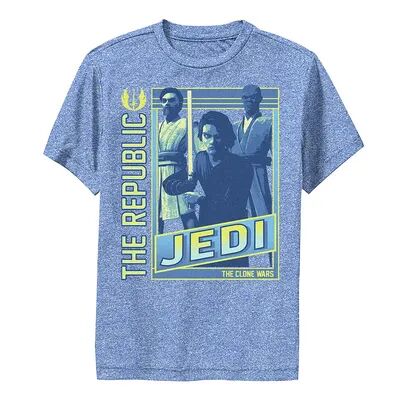 Star Wars Boys 8-20 Star Wars: The Clone Wars The Republic Jedi Poster Performance Graphic Tee, Boy's, Size: XL, Med Blue