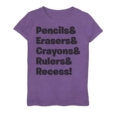 Licensed Character Girls 7-16 School Supplies List Graphic Tee, Girl's, Size: Small, Purple