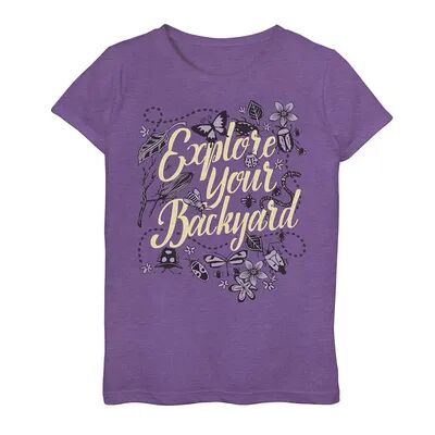 Licensed Character Girls 7-16 Explore Your Backyard Bugs And Flowers Bundle Graphic Tee, Girl's, Size: Large, Purple