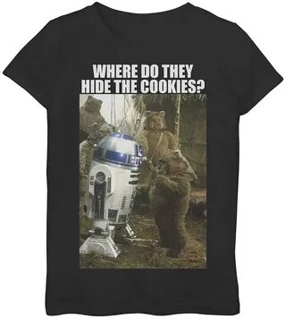 Star Wars Girls 7-16 Star Wars R2 Cookie Jar Meme Graphic Tee, Girl's, Size: Medium, Black