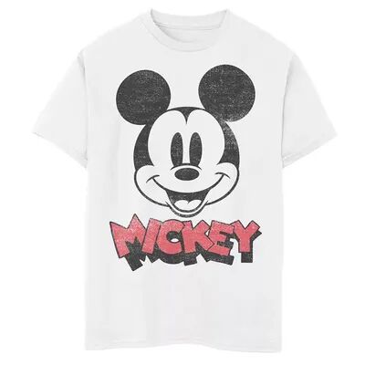 Disney s Mickey Mouse & Friends Boys 8-20 Mickey Big Face Logo Tee, Boy's, Size: XS, White