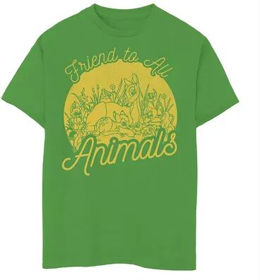 Disney Boys 8-20 Disney Bambi Friend To All Animals Graphic Tee, Boy's, Size: Small, Green