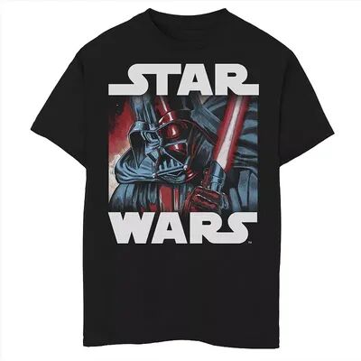 Star Wars Boys 8-20 Star Wars Darth Vader Saber Up Close & Personal Graphic Tee, Boy's, Size: Medium, Black