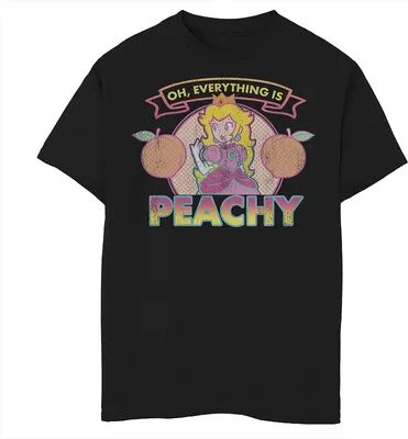 Licensed Character Boys 8-20 Nintendo Super Mario Princess Peach Everything's Peachy Graphic Tee, Boy's, Size: XS, Black