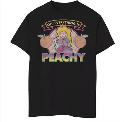 Licensed Character Boys 8-20 Nintendo Super Mario Princess Peach Everything's Peachy Graphic Tee, Boy's, Size: Large, Black