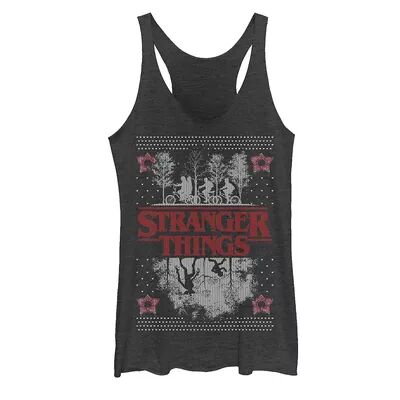 Licensed Character Juniors' Netflix Stranger Things Ugly Christmas Sweater Style Graphic Tank, Girl's, Size: Large, Oxford