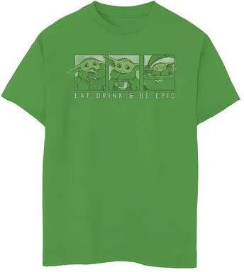 Star Wars Boys 8-20 Star Wars The Mandalorian The Child Eat Drink & Be Epic Graphic Tee, Boy's, Size: Large, Green