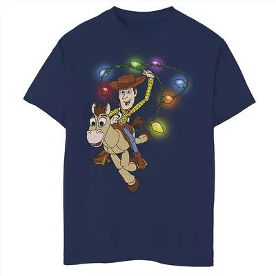 Disney / Pixar's Toy Story Boys 8-20 Woody Christmas Light Lasso Graphic Tee, Boy's, Size: XS, Blue