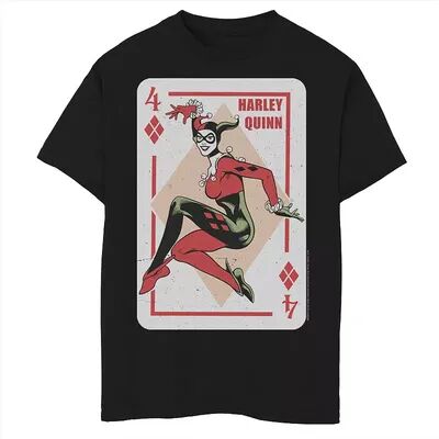 Licensed Character Boys 8-20 Batman Harley Quinn Playing Card Graphic Tee, Boy's, Size: Small, Black