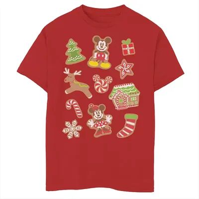 Disney s Mickey Mouse Boys 8-20 And Minnie Christmas Gingerbread Cookies Graphic Tee, Boy's, Size: XS, Red