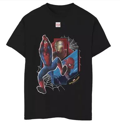 Marvel Boys 8-20 Marvel Spider-Man Homecoming Team Iron Man Graphic Tee, Boy's, Size: XS, Black