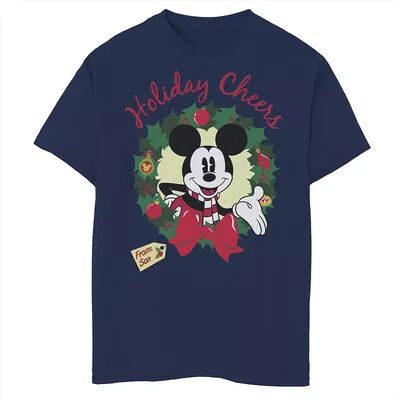 Disney s Mickey Mouse & Friends Boys 8-20 Christmas Holiday Cheers From Son Graphic Tee, Boy's, Size: XL, Blue