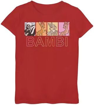 Disney s Bambi Girls 7-16 Group Shot Box Up Graphic Tee, Girl's, Size: Small, Red