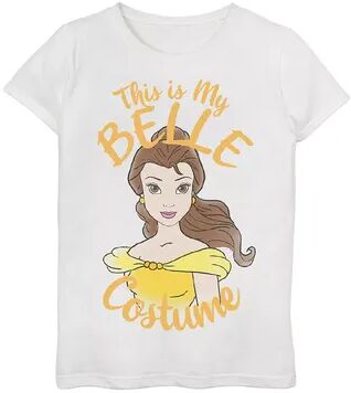 Disney s Beauty & the Beast Girls 7-16 Belle My Costume Halloween Graphic Tee, Girl's, Size: Small, White