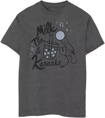 Licensed Character Boys 8-20 Milk Tea Karaoke Drink Graphic Tee, Boy's, Size: Large, Grey