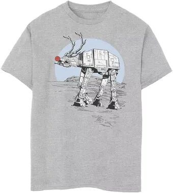 Star Wars Boys 8-20 Star Wars Rudolph ATAT Walker Christmas Graphic Tee, Boy's, Size: XS, Med Grey