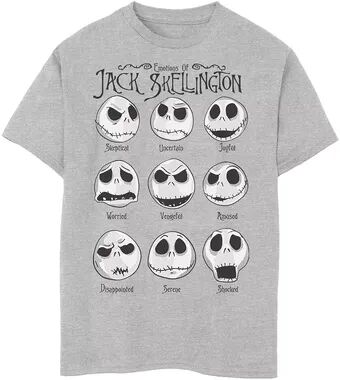 Disney s The Nightmare Before Christmas Boys 8-20 Emotional Jack Graphic Tee, Boy's, Size: XS, Grey