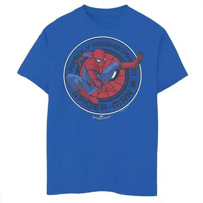 Marvel Boys 8-20 Marvel Spider-Man Homecoming Friendly Neighbor Badge Graphic Tee, Boy's, Size: Medium, Med Blue
