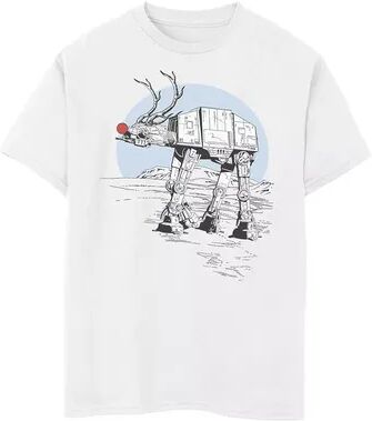 Star Wars Boys 8-20 Star Wars Rudolph ATAT Walker Christmas Graphic Tee, Boy's, Size: Large, White